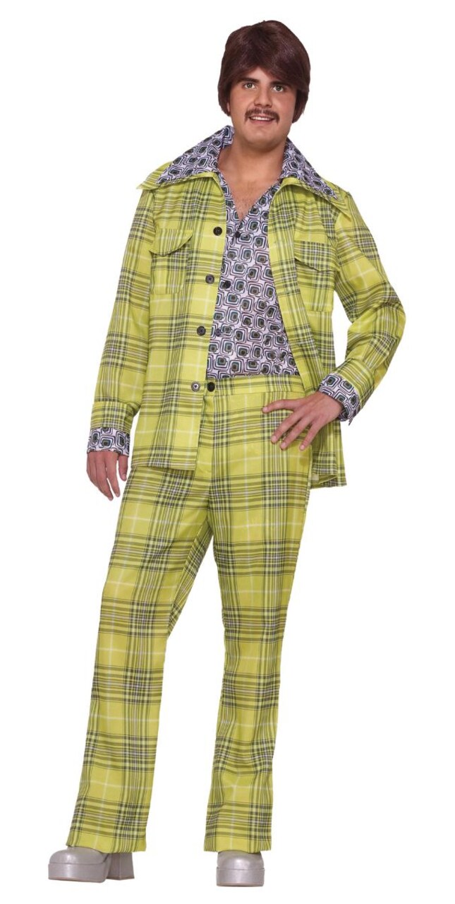 The Costume Center Green and Blue 1970's Style Leisure Suit Men Adult Halloween Costume - One Size